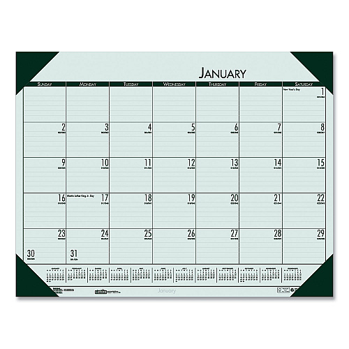 House of Doolittle EcoTones Recycled Monthly Desk Pad Calendar, 22 x 17, Green-Tint/Woodland Green Sheets/Corners, 12-Month (Jan to Dec): 2026 (12471)