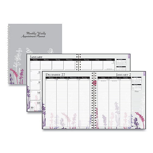 House of Doolittle Recycled Wild Flower Weekly/Monthly Planner, Wild Flowers Artwork, 9 x 7, Gray/White/Purple Cover, 12-Month (Jan-Dec): 2026 (295674)