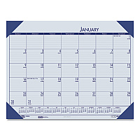 House of Doolittle EcoTones Recycled Monthly Desk Pad Calendar, 18.5 x 13, Ocean Blue Sheets/Corners, Black Binding, 12-Month (Jan to Dec): 2026 (124640)