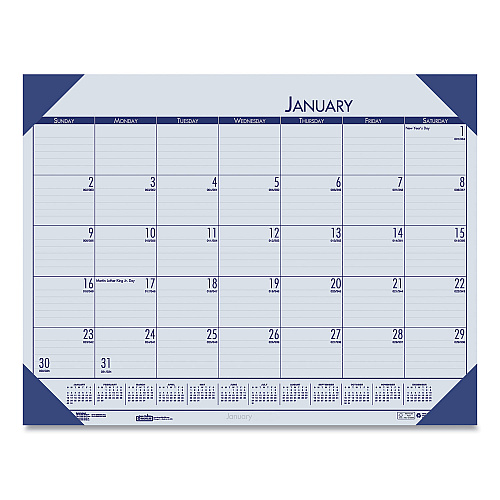 House of Doolittle EcoTones Recycled Monthly Desk Pad Calendar, 18.5 x 13, Ocean Blue Sheets/Corners, Black Binding, 12-Month (Jan to Dec): 2026 (124640)