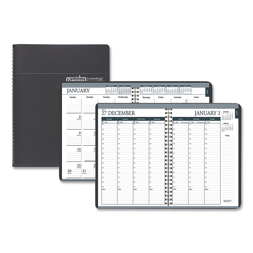 House of Doolittle Recycled Monthly Weekly 7 Day Planner, 8.75 x 6.88, Black Cover, 12-Month (Jan to Dec): 2026 (286802)