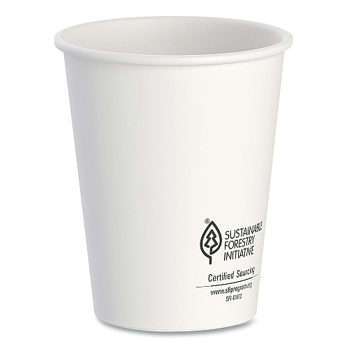 SOLO Thermoguard Insulated Paper Hot Cups, 8 oz, White Sustainable Forest Print, 1,000/Carton (DWTG8WCT)