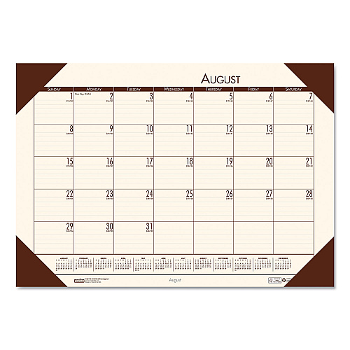 House of Doolittle EcoTones Recycled Academic Desk Pad Calendar, 18.5 x 13, Cream Sheets, Brown Corners, 12-Month (Aug to July): 2025 to 2026 (012541)