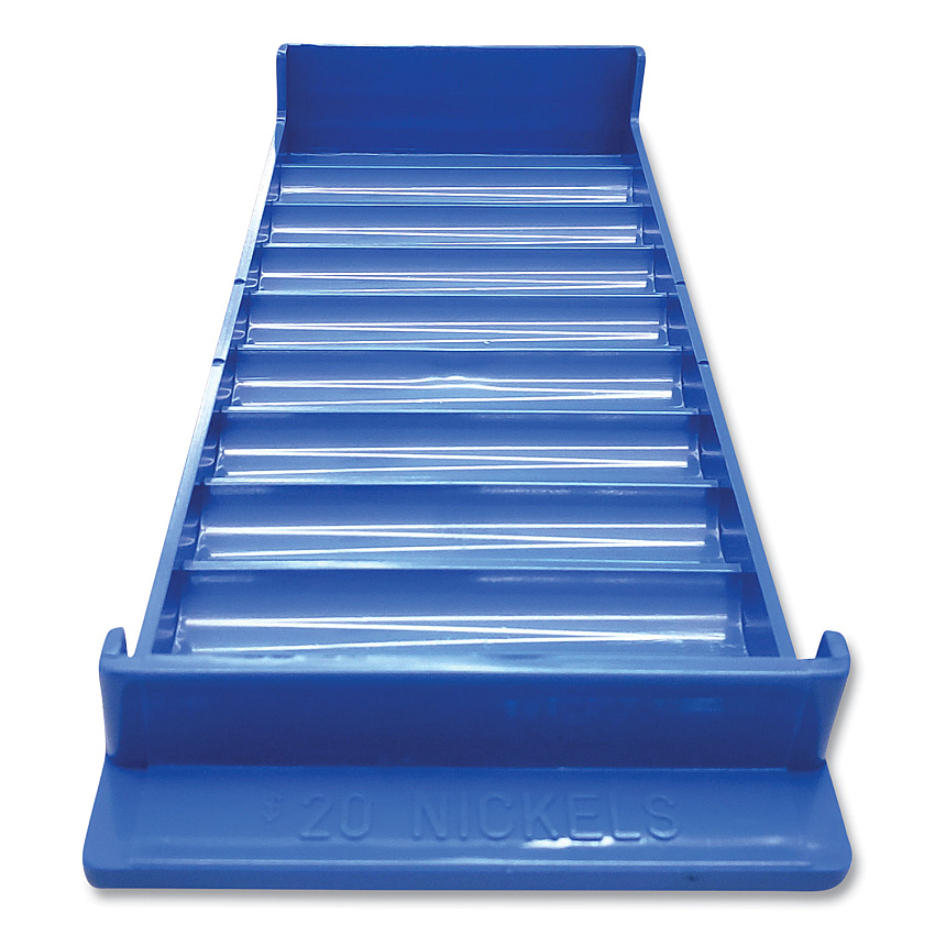 CONTROLTEK Stackable Plastic Coin Tray, 10 Compartments, Stackable, 3.75 x 10.5 x 1.5, Blue, 2/Pack (560561)