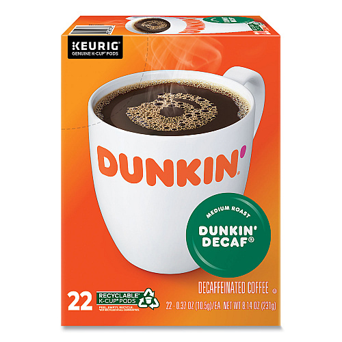 Dunkin Donuts K-Cup Pods, Dunkin' Decaf, 22/Box (1269)