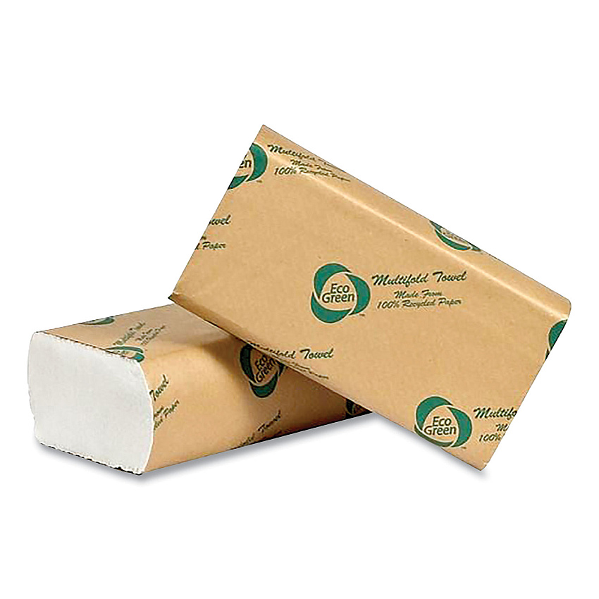 Eco Green&reg; Recycled Multifold Paper Towels, White, 1-Ply, 4000 Towels (EW416)