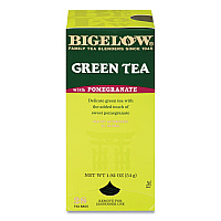 Bigelow Green Tea with Pomegranate, 0.07 oz Tea Bag, 28/Box (RCB10363)