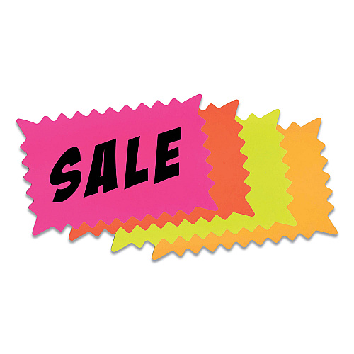 COSCO Write-On Do It Yourself Sign, Rectangular Burst, Die-Cut Paper, 10.13 x 6.38, Assorted Fluorescent Colors, 36/Pack (090251)