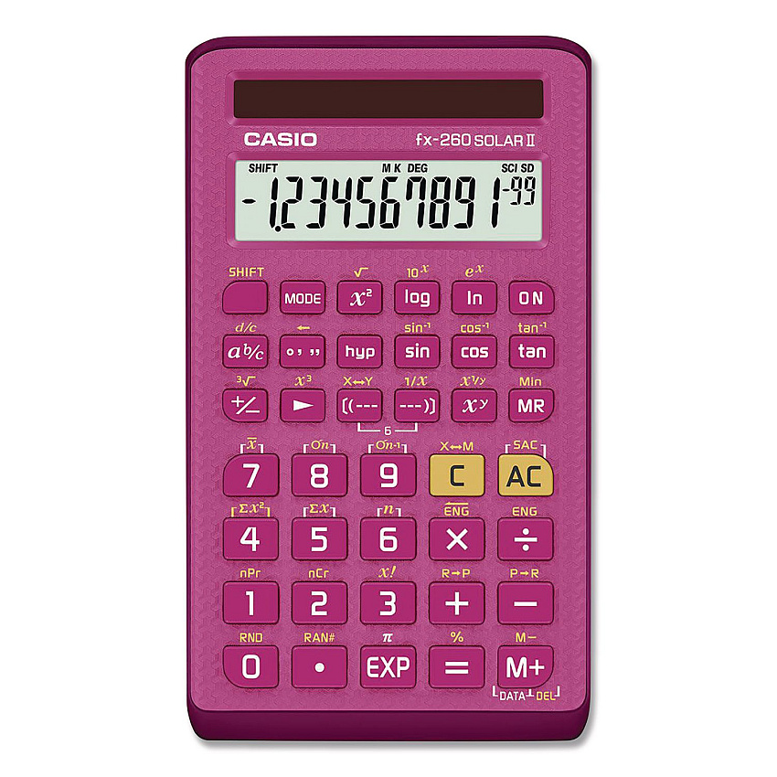 Casio FX-260 Solar II All-Purpose Scientific Calculator, 10-Digit LCD, Pink (FX260SLRIIPK)