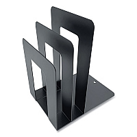 Huron Steel Bookend with Sorter, Contemporary Style, Nonskid Base, 5 x 7 x 8, Black (HASZ0094)