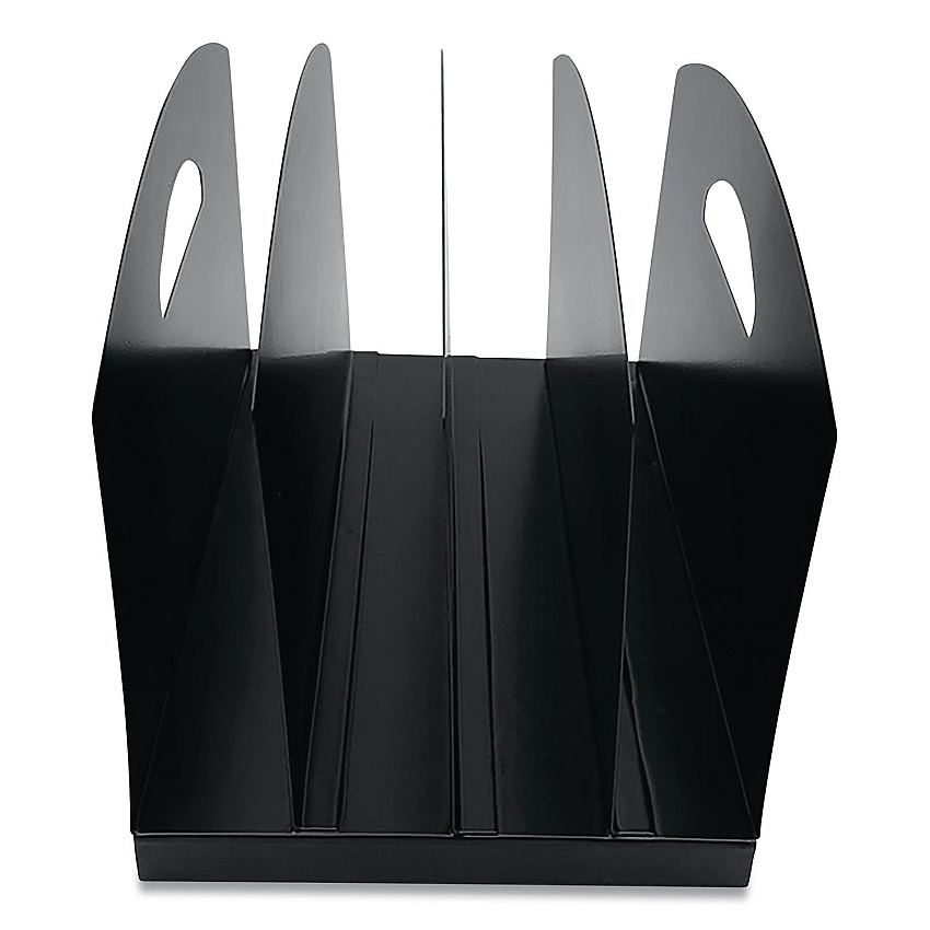Huron Steel Vertical File Organizer, Flat, 4 Sections, Letter Size Files, 7.25 x 12 x 7.25, Black (HASZ0169)