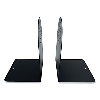 Huron Steel Bookends, Contemporary Style, Nonskid Base, 4.75 x 5.5 x 7.25, Black, Pair (HASZ0095)