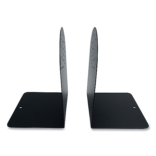 Huron Steel Bookends, Contemporary Style, Nonskid Base, 4.75 x 5.5 x 7.25, Black, Pair (HASZ0095)