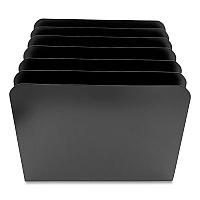 Huron Steel Vertical File Organizer, Inclined, 6 Sections, Letter Size Files, 8 x 11 x 10.25, Black (HASZ0174)