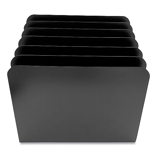 Huron Steel Vertical File Organizer, Inclined, 6 Sections, Letter Size Files, 8 x 11 x 10.25, Black (HASZ0174)