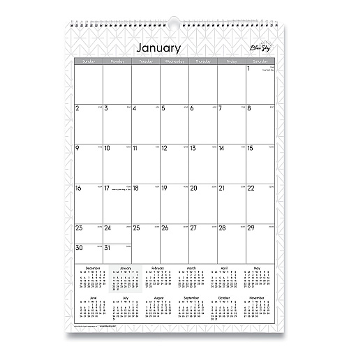 Blue Sky Enterprise Wall Calendar, Geometric Artwork, 12 x 17, White/Gray Sheets, 12-Month (Jan to Dec): 2026 (117373)