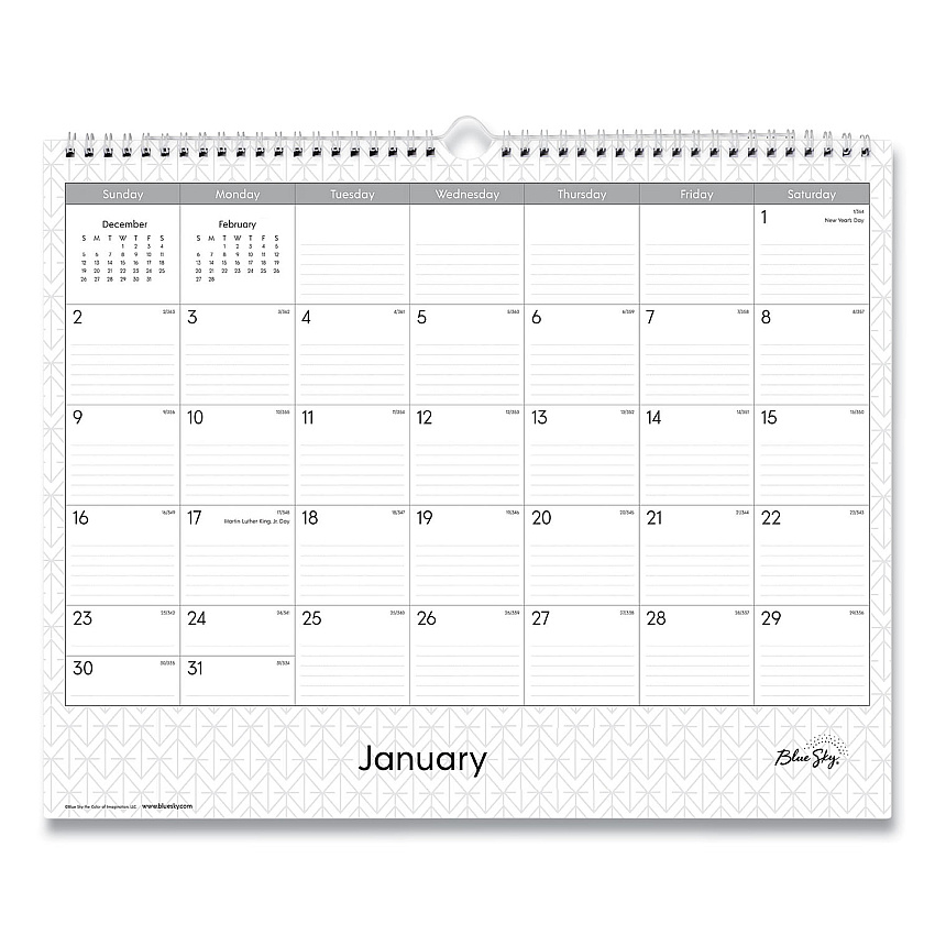 Blue Sky Enterprise Wall Calendar, Geometric Artwork, 15 x 12, White/Gray Sheets, 12-Month (Jan to Dec): 2026 (111292)