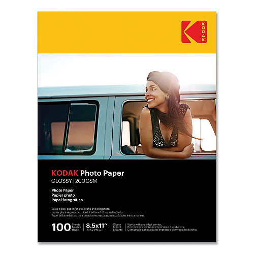 Kodak Photo Paper, 8 mil, 8.5 x 11, Glossy White, 100/Pack (41183)
