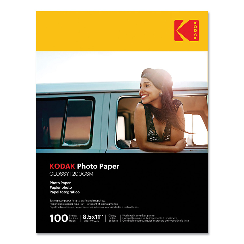Kodak Photo Paper, 8 mil, 8.5 x 11, Glossy White, 100/Pack (41183)