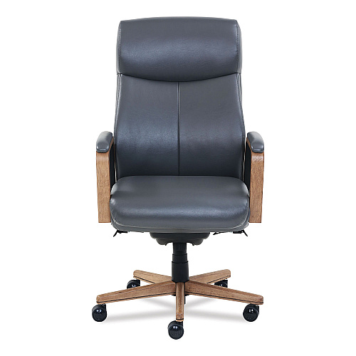 椅子 LAND OFFICE CHAIR La-Z-Boy Landon Executive Chair, Gray Seat/Gray Back, Brown Wood