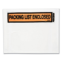 Duck Packing List Envelopes, Top-Print Front: Packing List/Invoice Enclosed, 4.5 x 5.5, Clear/Orange, 500/Box (PL500V)