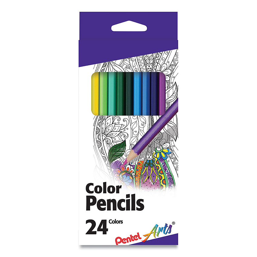 Pentel Arts Color Pencils, 1.98 mm, H (#3), Assorted Lead and Barrel Colors, 24/Pack (CB824PK)