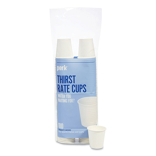 Perk White Paper Hot Cups, 3 oz, 100/Pack (24431636)
