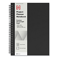 TRU RED Wirebound Soft-Cover Project-Planning Notebook, 1-Subject, Project-Management Format, Black Cover, (80) 9.5 x 6.5 Sheets (24377281)