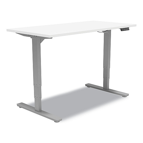 Union & Scale Essentials Electric Sit-Stand Desk, 55.1" x 27.5" x 25.9" to 51.5", White/Aluminum (24388476)