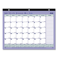 Brownline Academic 13-Month Binder-Insertable Desk Pad Calendar, 11 x 8.5, White/Blue/Green Sheets, 13-Month: July 2025 to July 2026 (CA181721)