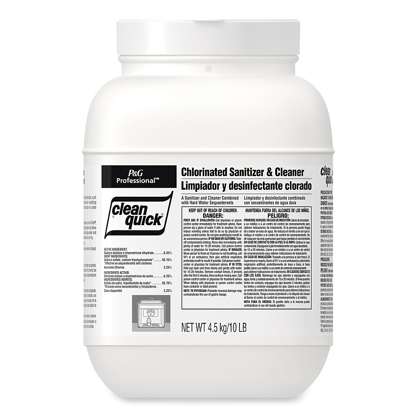 Clean Quick Powdered Sanitizer/Cleanser, 10 lb Bucket, 3/Carton (02580)