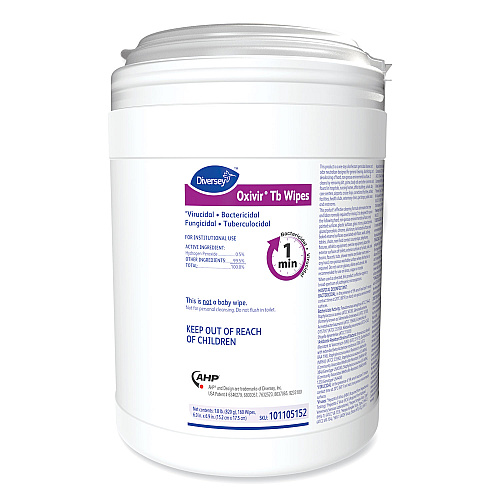 Diversey Oxivir TB Disinfectant Wipes, 6 x 6.9, Characteristic Scent, White, 160/Canister, 4 Canisters/Carton (101105152)