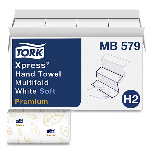 Tork&reg; Soft Xpress Multifold Hand Towels, 2-Ply, White, 2160 Towels (MB579)