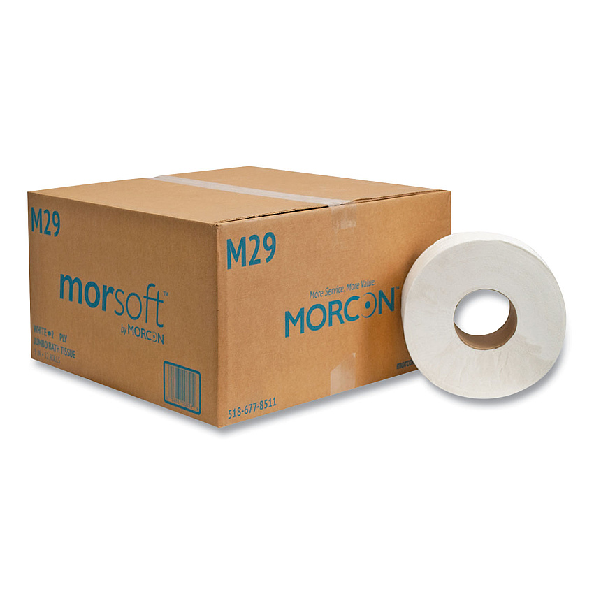 Morcon&reg; Jumbo Roll Toilet Paper, 2-Ply, White, 700-ft., 12 Rolls (29)