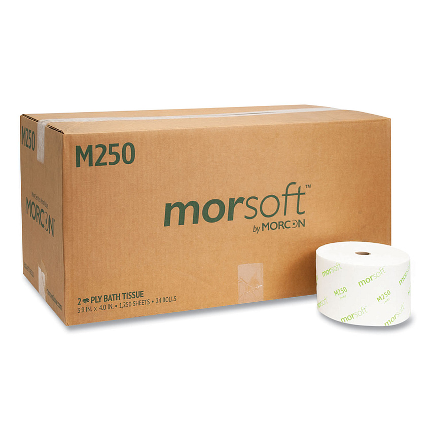 Morsoft&reg; Small Core Toilet Paper, 2-Ply, 1250 Sheets, 24 Rolls (M250)