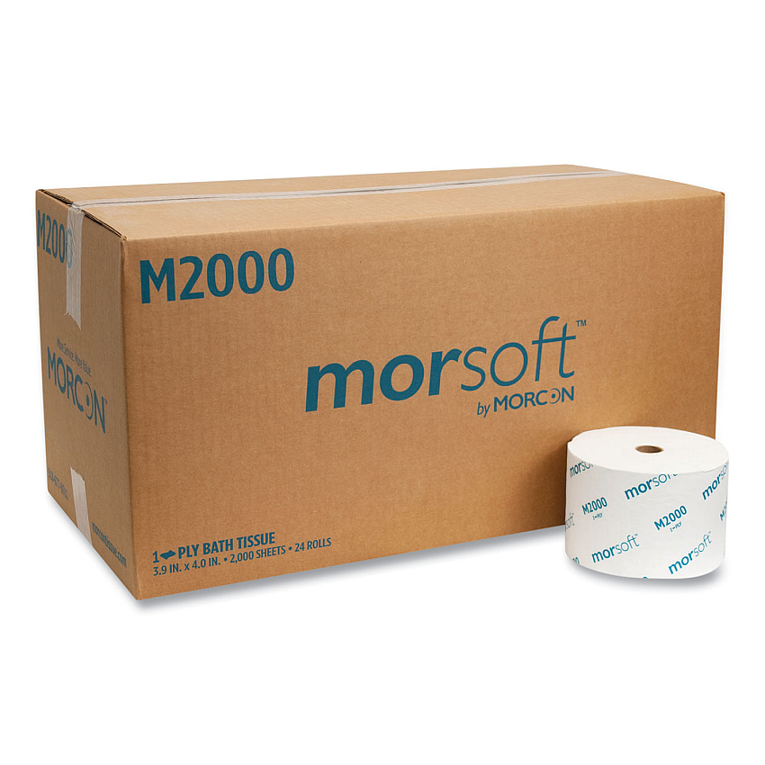 Morcon&reg; Toilet Paper, 1-Ply, White, 2000 Sheets, 24 Rolls (M2000)