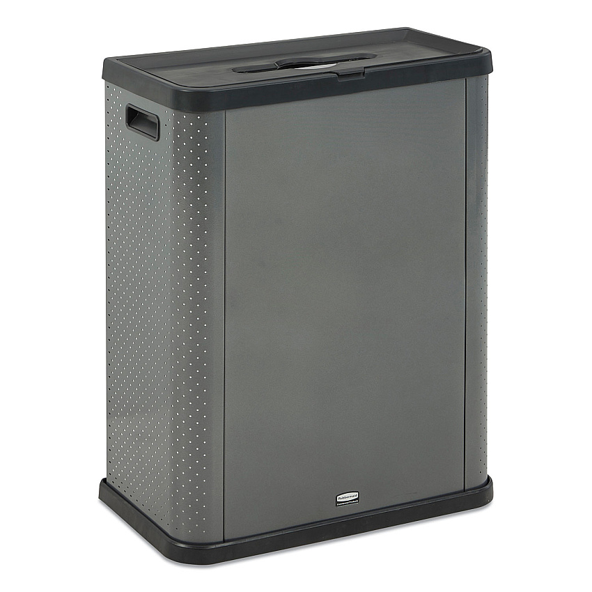 Rubbermaid Commercial Elevate Decorative Refuse Container, Mixed Recycling, 23 gal, Plastic/Metal, Pearl Dark Gray (2136962)