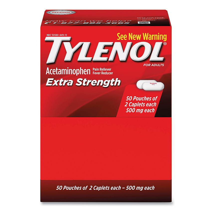 Tylenol&reg; Extra Strength, 2 Caplet Pack, 50 Pack Box (44910)
