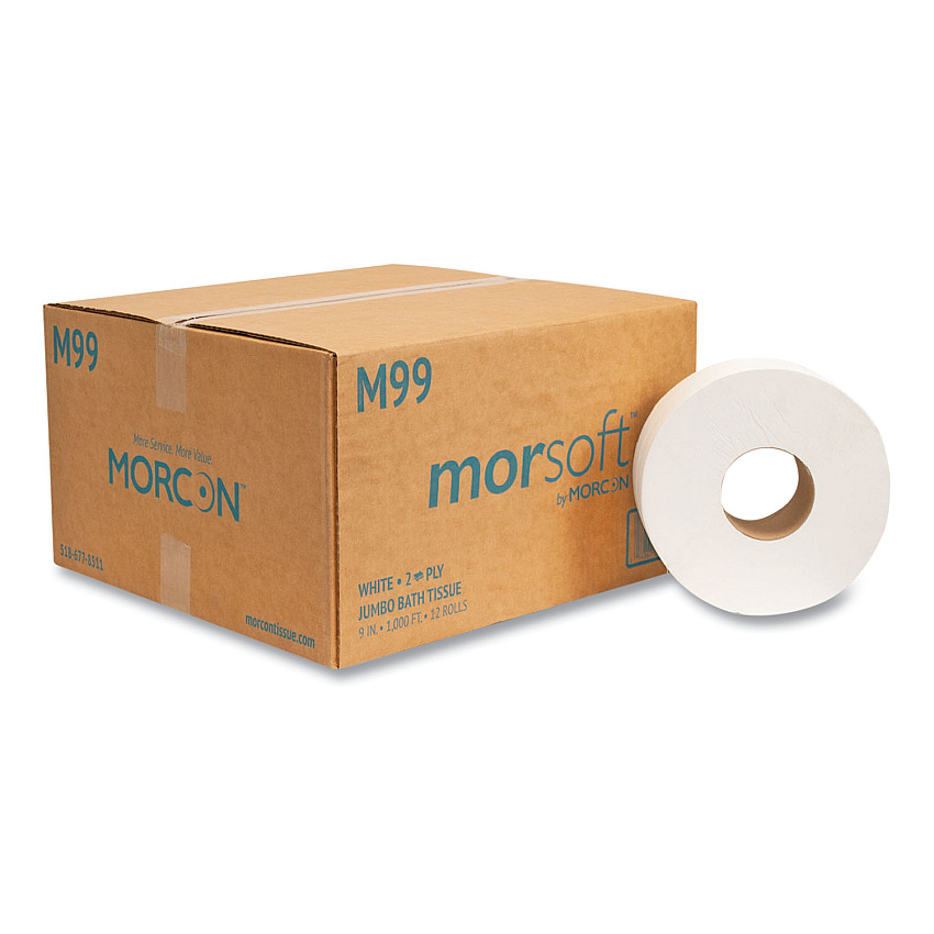 Morcon&reg; Paper Jumbo Bath Tissue, 2-Ply, 1,000-ft., 12 Rolls (M99)