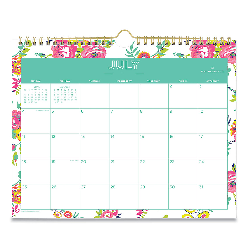 Blue Sky Day Designer Peyton Academic Wall Calendar, Floral Artwork, 11 x 8.75, White Sheets, 12-Month (July to June): 2025 to 2026 (107936)