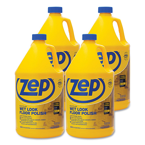 Zep Commercial Wet Look Floor Polish, 1 gal, 4/Carton (ZUWLFF128CT)