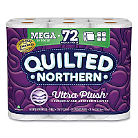 Quilted Northern Ultra Plush Bathroom Tissue, Mega Rolls, Septic Safe, 3-Ply, White, 284 Sheets/Roll, 18 Rolls/Carton (874685)