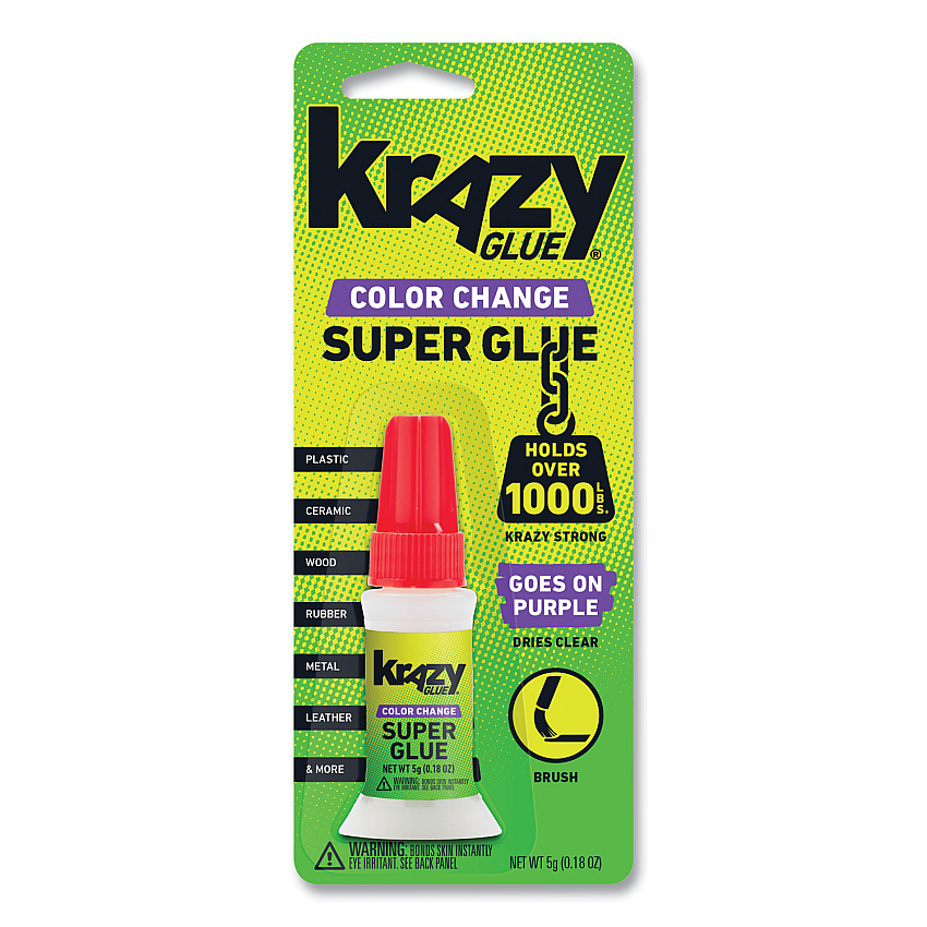 Krazy Glue Color Change Brush On Glue, 0.18 oz, Dries Clear (KG98848R)