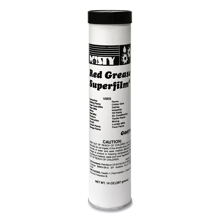 Misty NLGI #2 Red Grease, 14 oz Tube, 48/Carton (1003057)