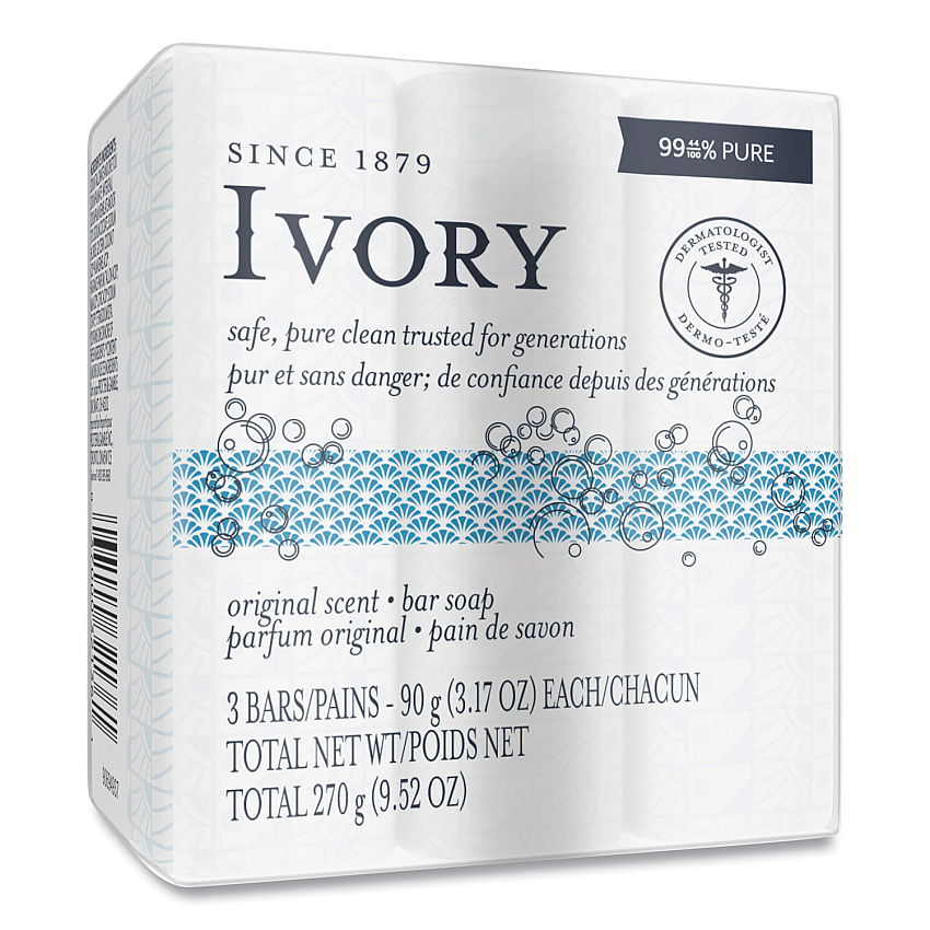 Ivory Individually Wrapped Bath Soap, Original Scent, 3.1 oz, 72/Carton (12364)