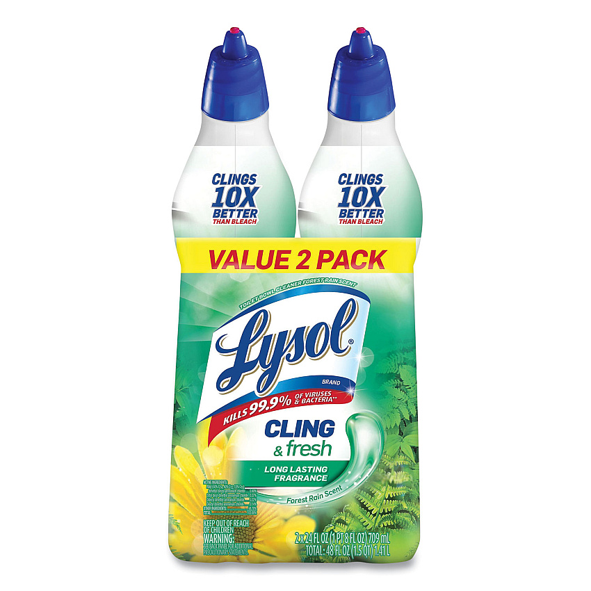 Lysol&reg; Cling and Fresh Toilet Bowl Cleaner, Forest Rain Scent, 24 oz, 2/Pack (98015PK)