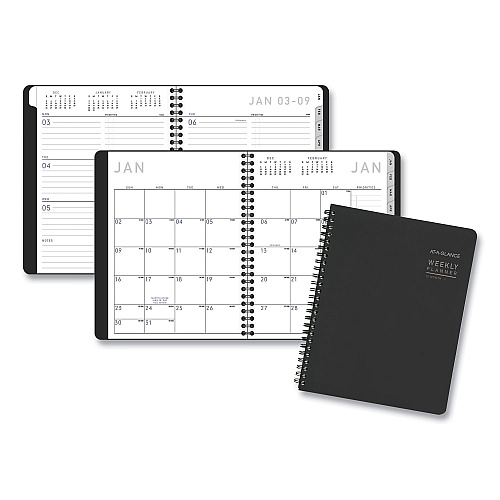AT-A-GLANCE Contemporary Lite Weekly/Monthly Planner, 8.75 x 7, Black Simulated Leather Cover, 12-Month (Jan to Dec): 2026 (7054XL05)