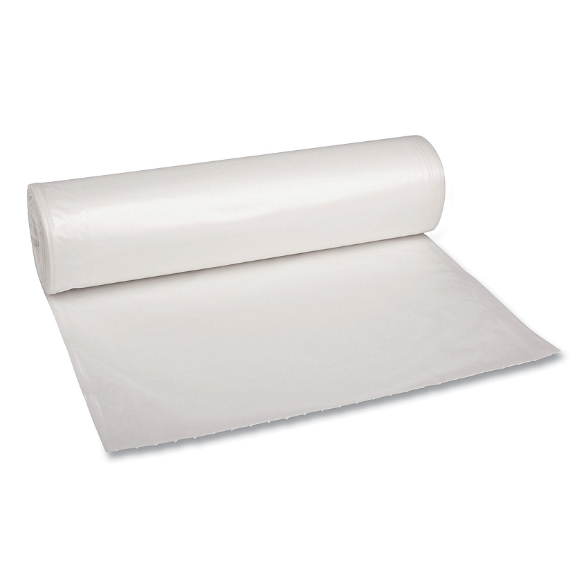 Boardwalk&reg; 60 Gallon Clear Garbage Bags, 38x58, 1.1mil, 100 Bags, BWK533