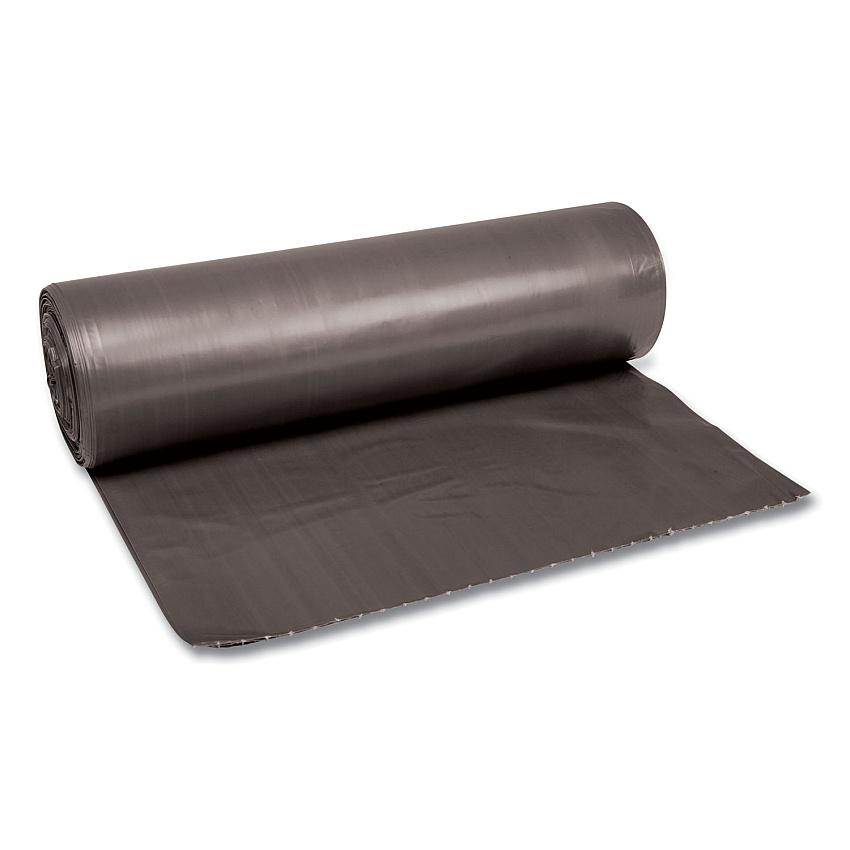 Boardwalk Low-Density Waste Can Liners, 56 gal, 1.1 mil, 43" x 47", Gray, Perforated Roll, 20 Bags/Roll, 5 Rolls/Carton (BWK4347SEH)