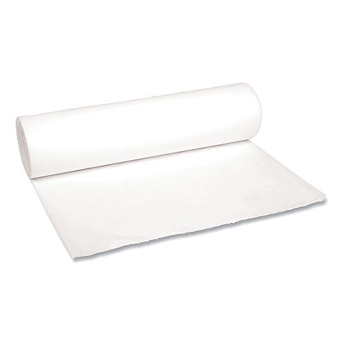 Boardwalk Low-Density Waste Can Liners, 56 gal, 0.6 mil, 43" x 47", White, Perforated Roll, 25 Bags/Roll, 4 Rolls/Carton (BWK4347EXH)